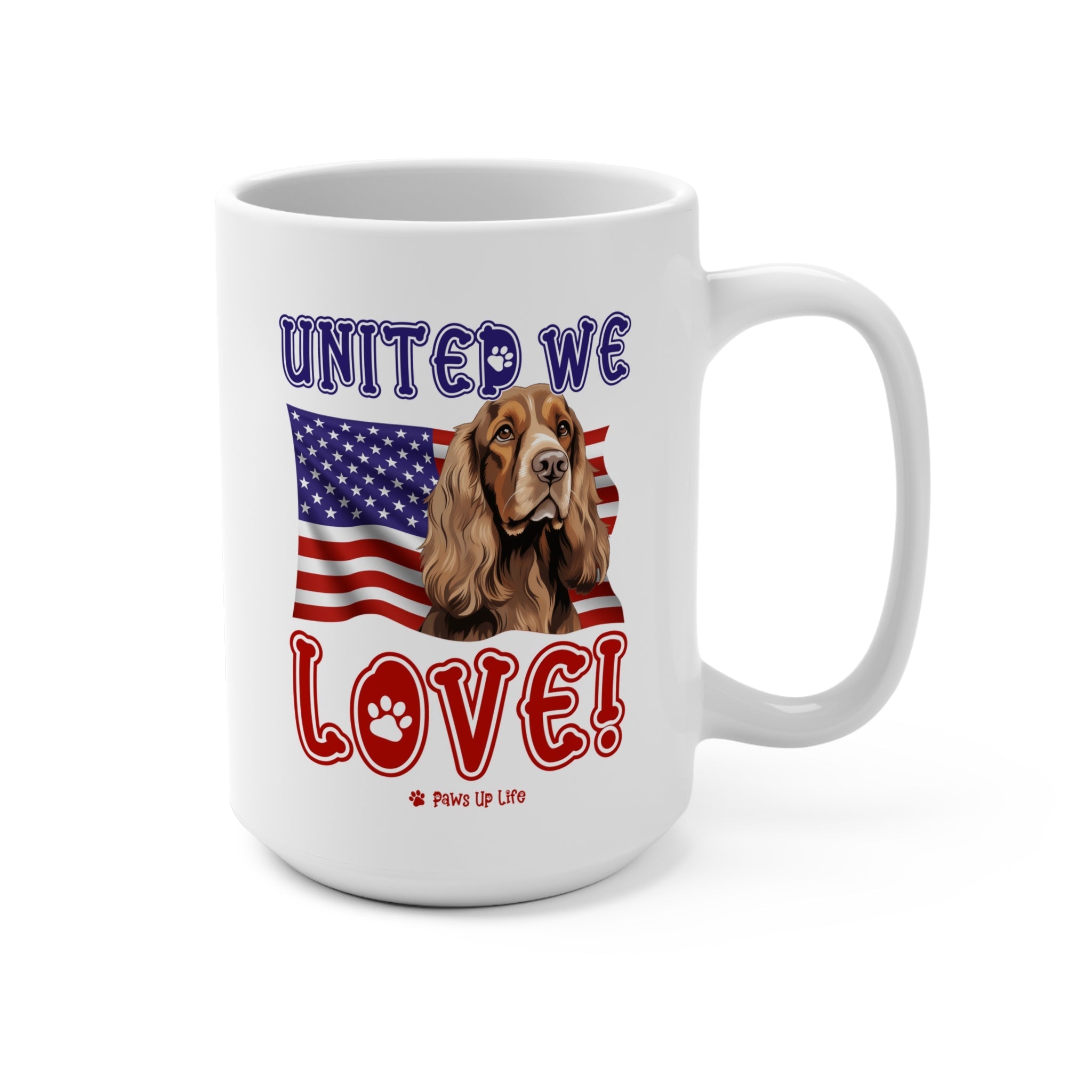 English Cocker Spaniel Dog United We Love 15oz Large Coffee Mug Ceramic Drinkware Tea Washable | Paws Up Life, LLC