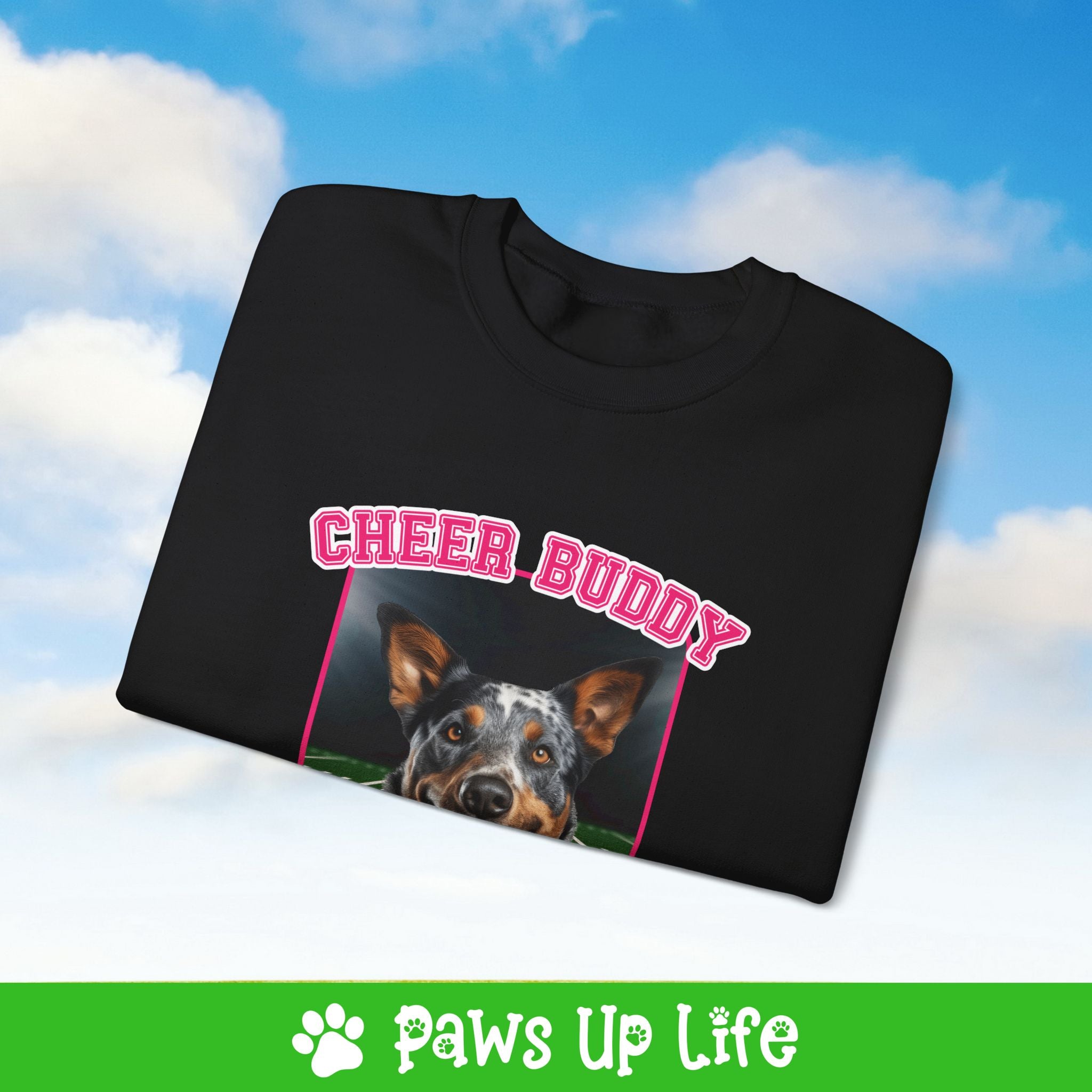 Australian Cattle Dog Cheer Buddy Cheerleading Dog Crewneck Sweatshirt, Unisex Gift for Animal Lovers, Dog Mom Dad Sweatshirt, Cute Dog Lover Apparel, Fun Pet | Paws Up Life, LLC