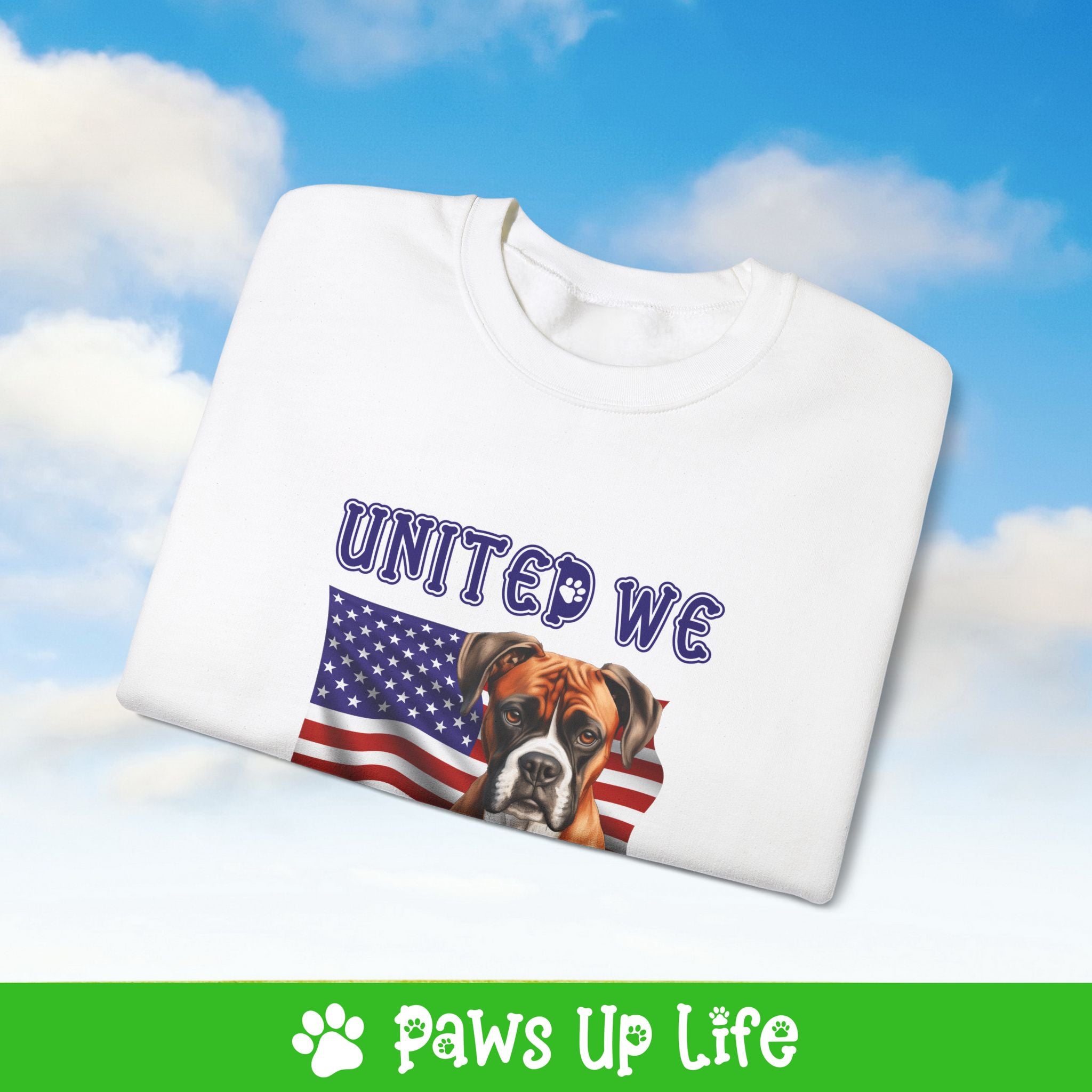 Boxer Dog United We Love Dog Crewneck Sweatshirt, Unisex Gift for Animal Lovers, Dog Mom Dad Sweatshirt, Cute Dog Lover Apparel, Fun Pet