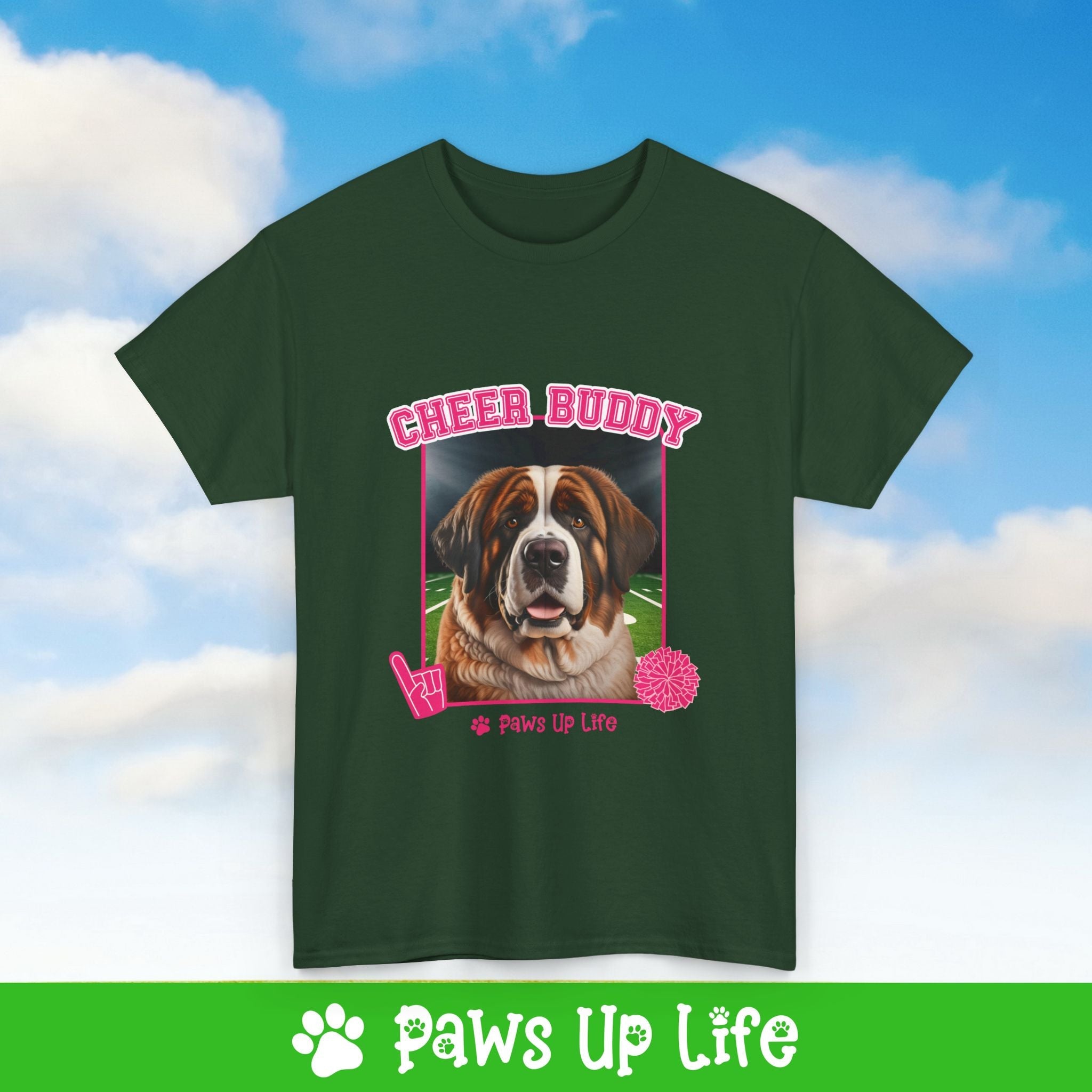 St Bernard Football Cheer Buddy Cheerleading Dog Tee, Shirt, Unisex Pet Lover Gift, Dog Mom Dad Tshirt, Animal Rescue Advocate, Cute Puppy Graphic Top Classic Collar