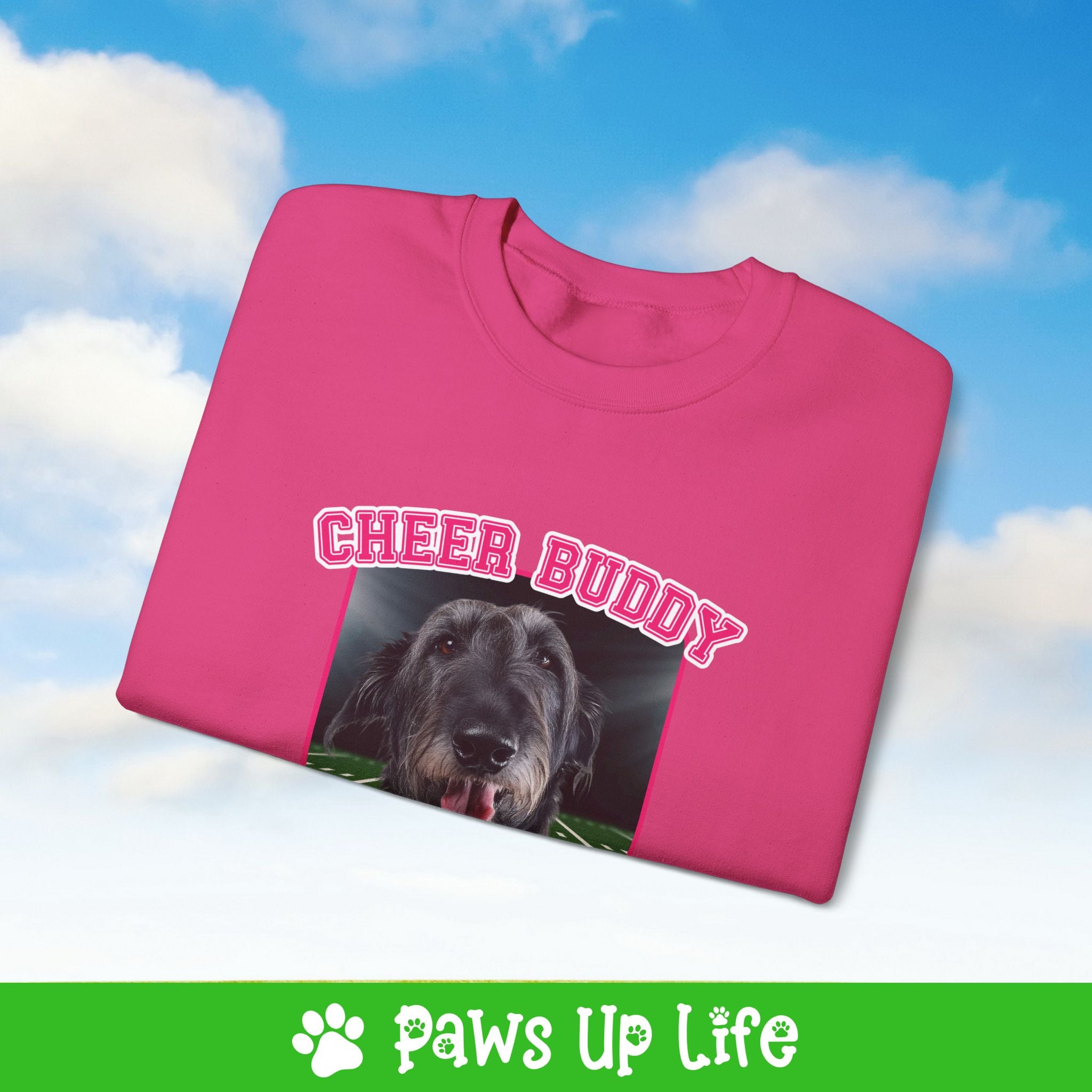 Irish Wolfhound Football Cheer Buddy Cheerleading Dog Crewneck Sweatshirt, Unisex Gift for Animal Lovers, Dog Mom Dad Sweatshirt, Cute Dog Lover Apparel, Fun Pet | Paws Up Life, LLC