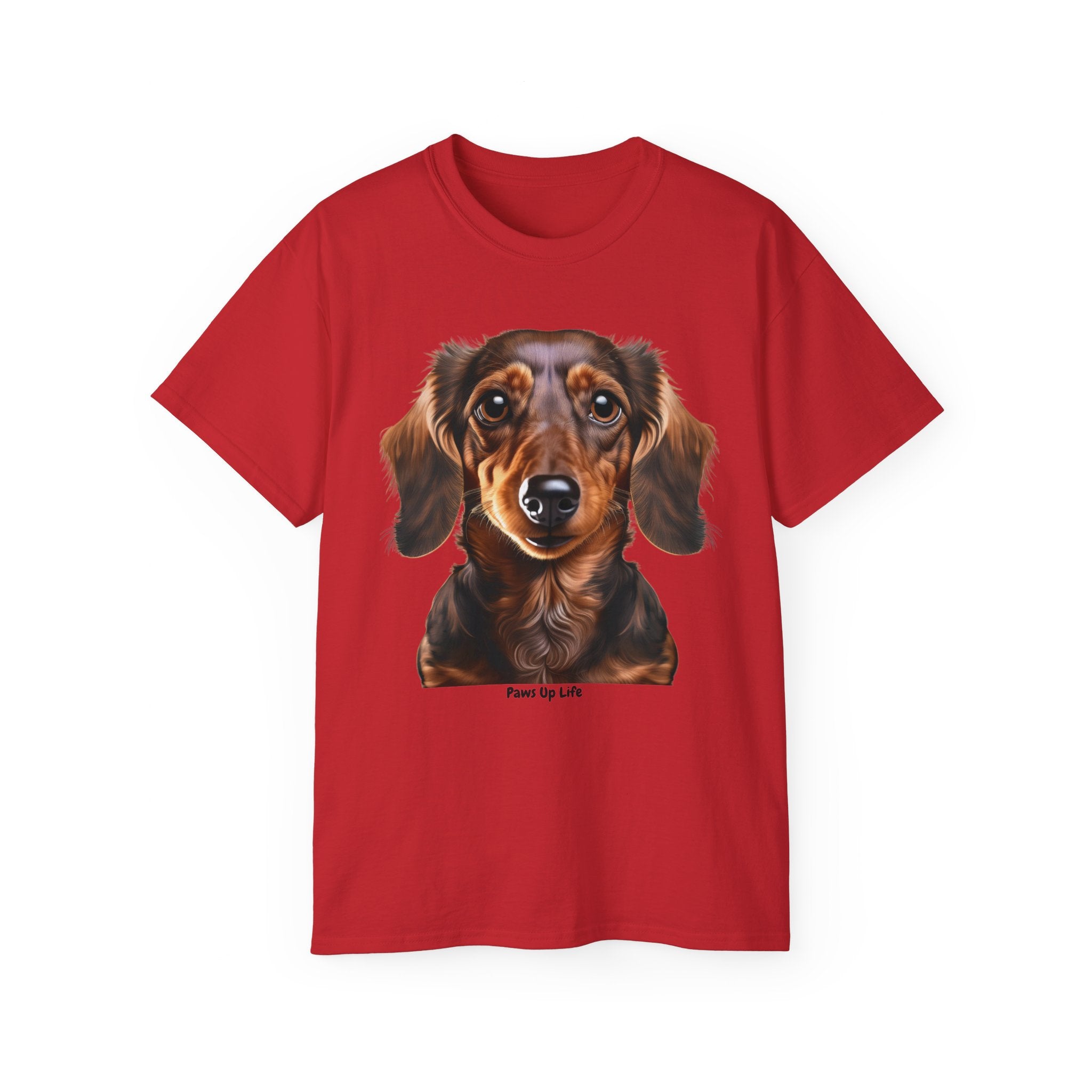 Dachshund Brown Long Haired Gilden Unisex Ultra Cotton Short Sleeve T Shirt By Paws Up Life