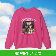 Bulldog Football Cheer Buddy Cheerleading Dog Crewneck Sweatshirt, Unisex Gift for Animal Lovers, Dog Mom Dad Sweatshirt, Cute Dog Lover Apparel, Fun Pet | Paws Up Life, LLC