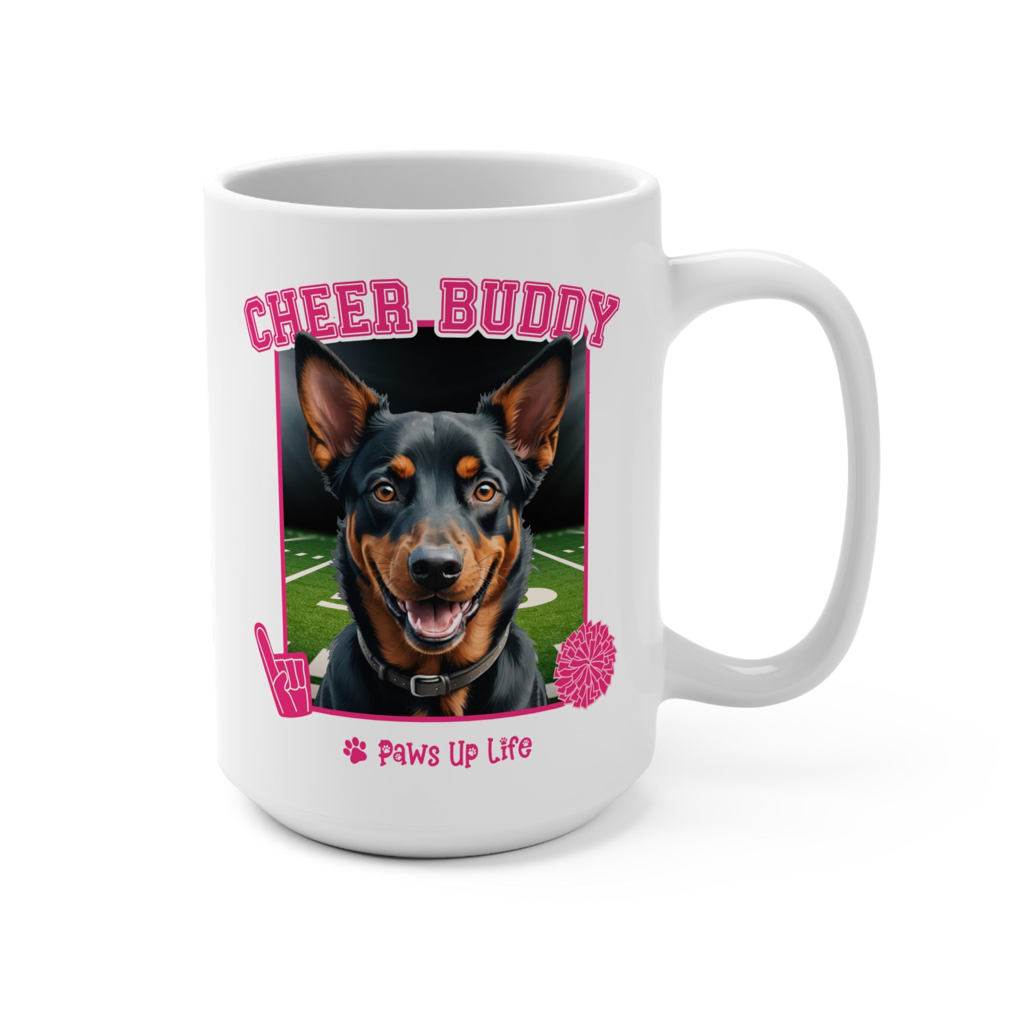 Australian Kelpie Cheer Buddy Cheerleading Dog 15oz Large Coffee Mug Ceramic Drinkware Tea Washable | Paws Up Life, LLC