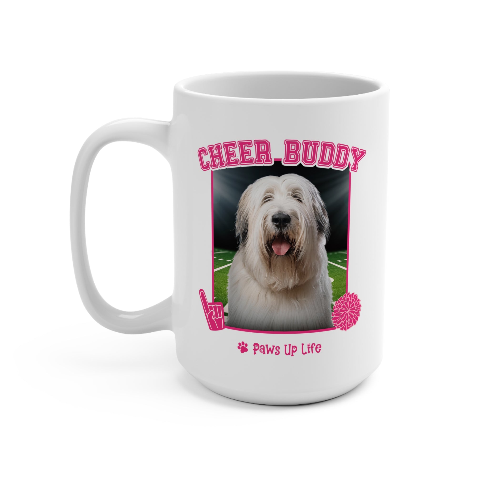 Briard Football Cheer Buddy Cheerleading Dog 15oz Large Coffee Mug Ceramic Drinkware Tea Washable | Paws Up Life, LLC