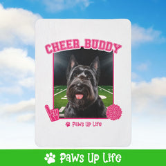 Black Scottish Terrier Football Cheer Buddy Cheerleading Dog Fleece Sherpa Blanket - Perfect for Snuggling and Cozy Napping | Paws Up Life, LLC