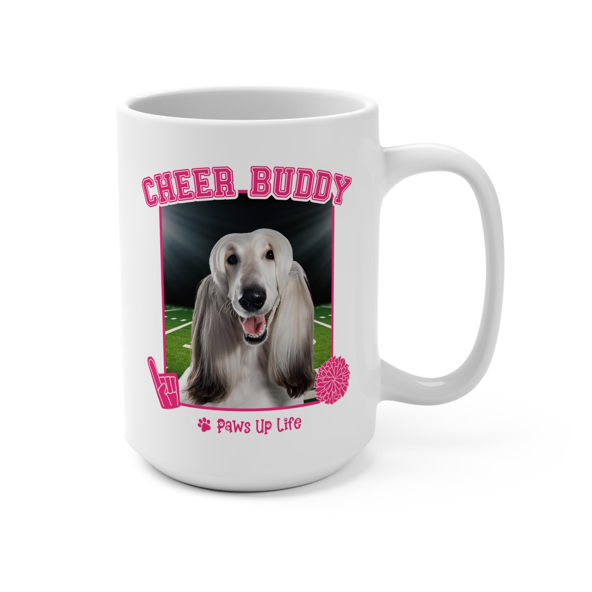 Afghan Hound Dog Cheer Buddy Cheerleader 15oz Large Coffee Mug Ceramic Drinkware Tea Washable Printed Reusable | Paws Up Life, LLC