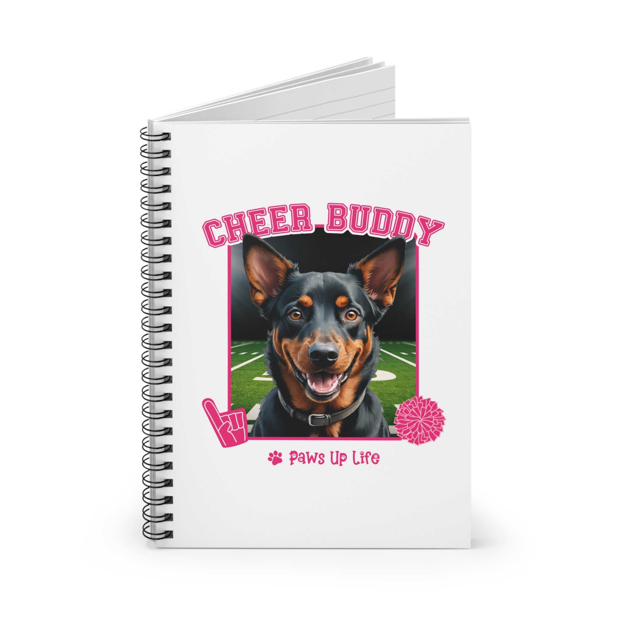 Australian Kelpie Cheer Buddy Cheerleading Dog Spiral Notebook for Office and Home - Ruled Line | Paws Up Life, LLC