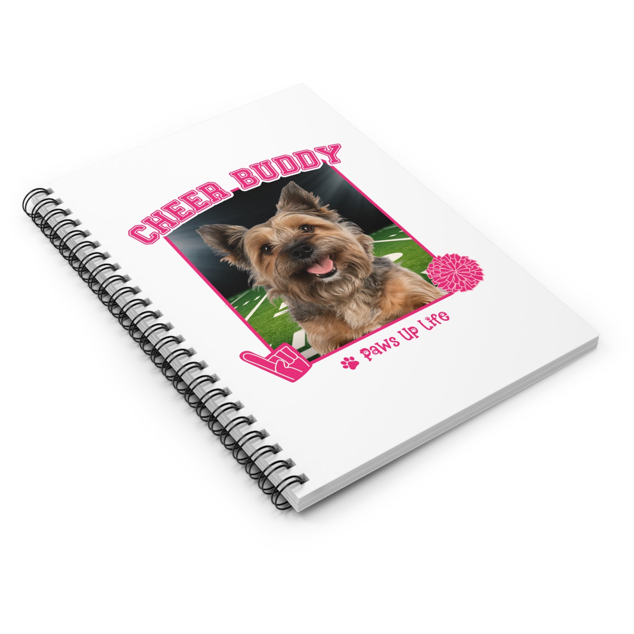 Brown Norfolk Terrier Football Cheer Buddy Cheerleading Dog Spiral Notebook for Office and Home - Ruled Line