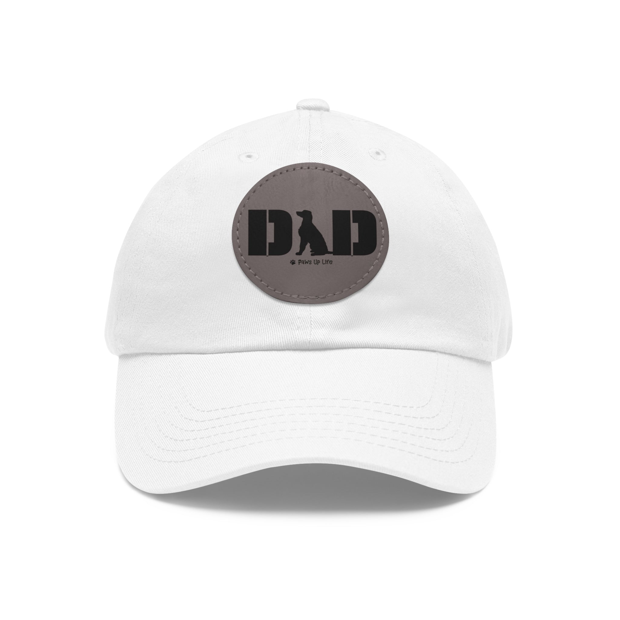 Dog Dad Baseball Hat with Round Leather Patch Adult Adjustable