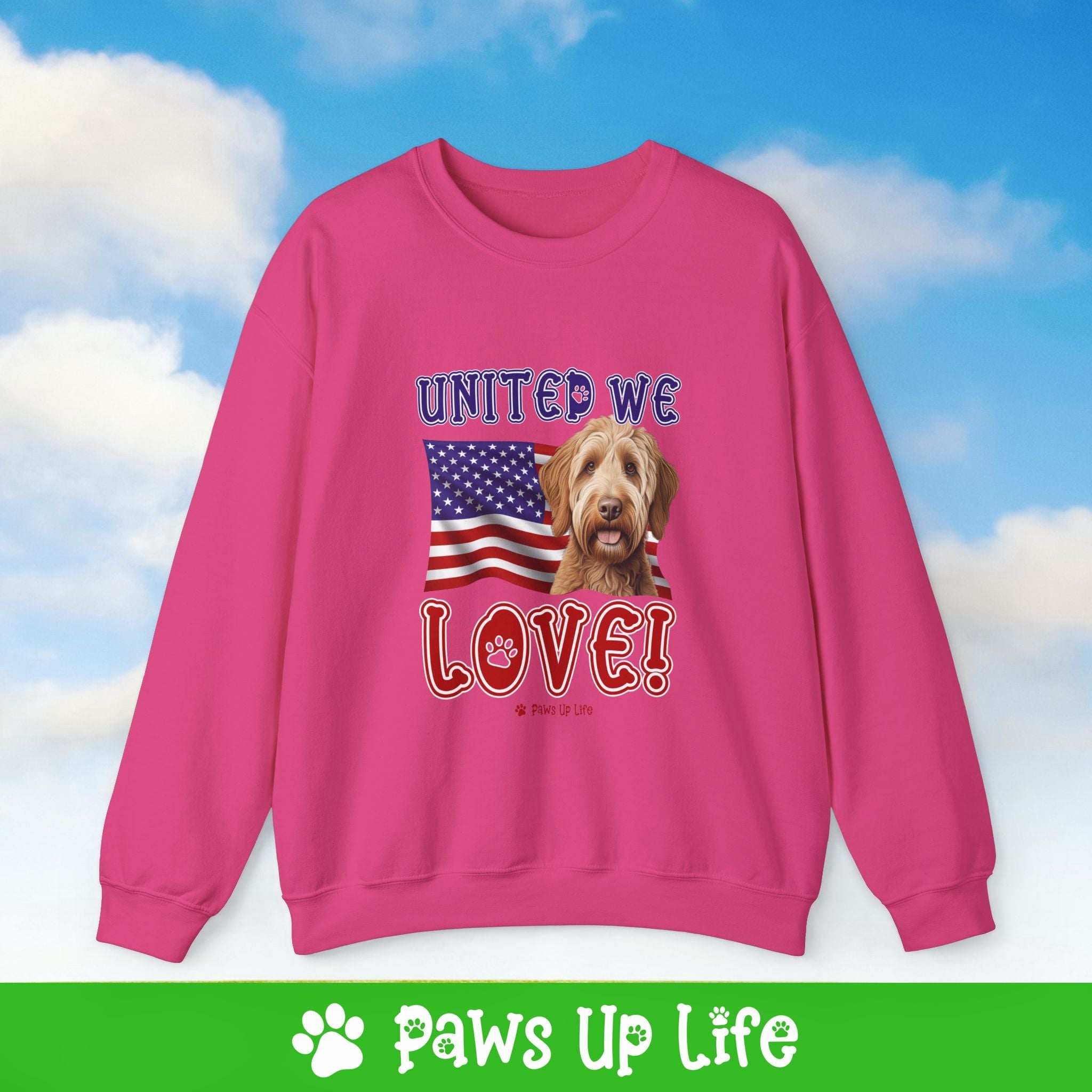 Labradoodle Dog United We Love Dog Crewneck Sweatshirt, Unisex Gift for Animal Lovers, Dog Mom Dad Sweatshirt, Cute Dog Lover Apparel, Fun Pet | Paws Up Life, LLC