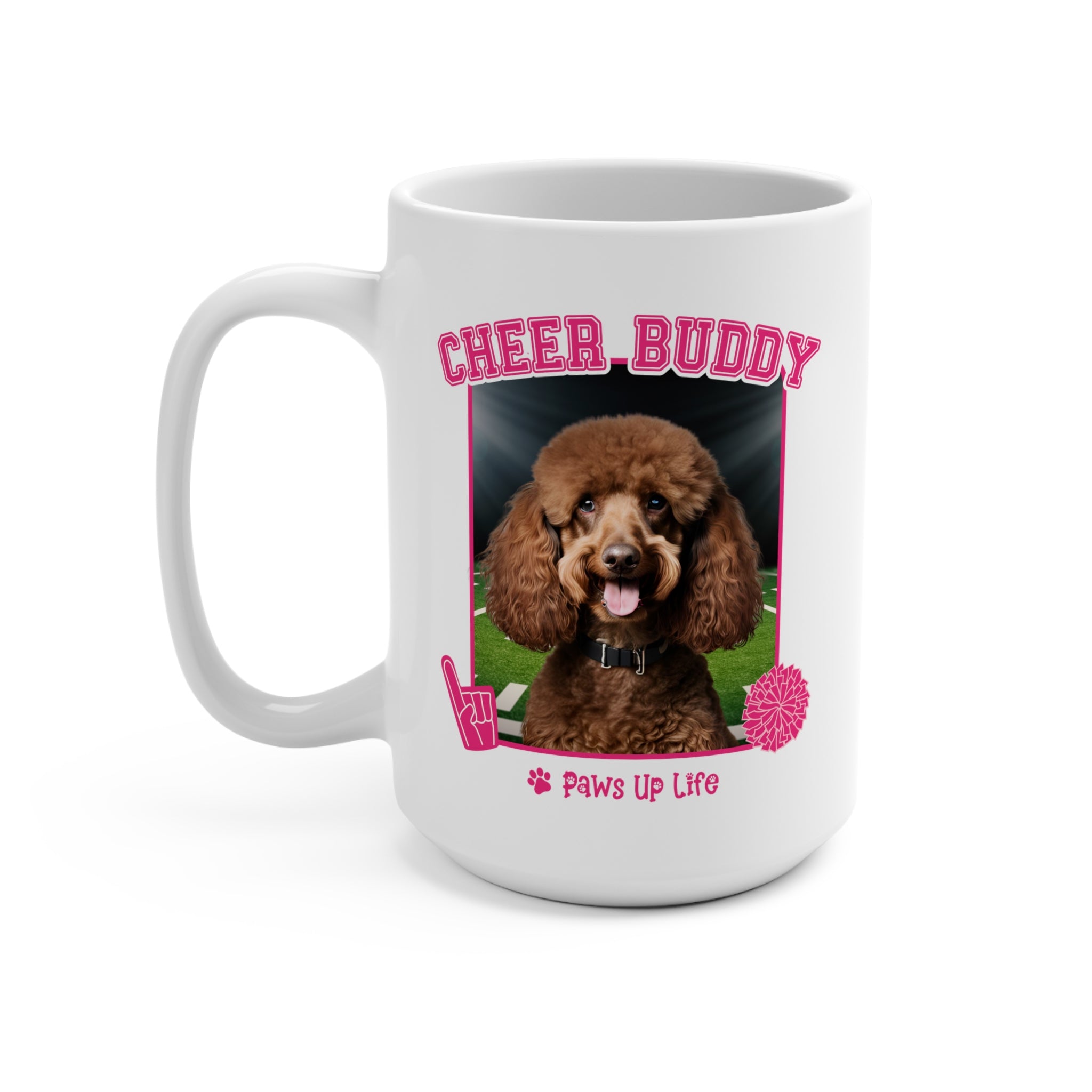 Brown Poodle Football Cheer Buddy Cheerleading Dog 15oz Large Coffee Mug Ceramic Drinkware Tea Washable | Paws Up Life, LLC