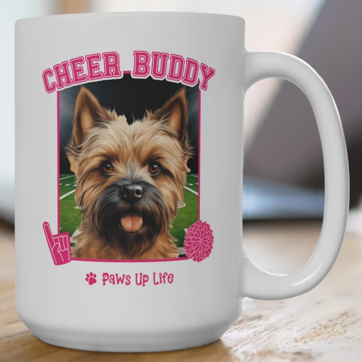 Cairn Terrier Football Cheer Buddy Cheerleading Dog 15oz Large Coffee Mug Ceramic Drinkware Tea Washable | Paws Up Life, LLC