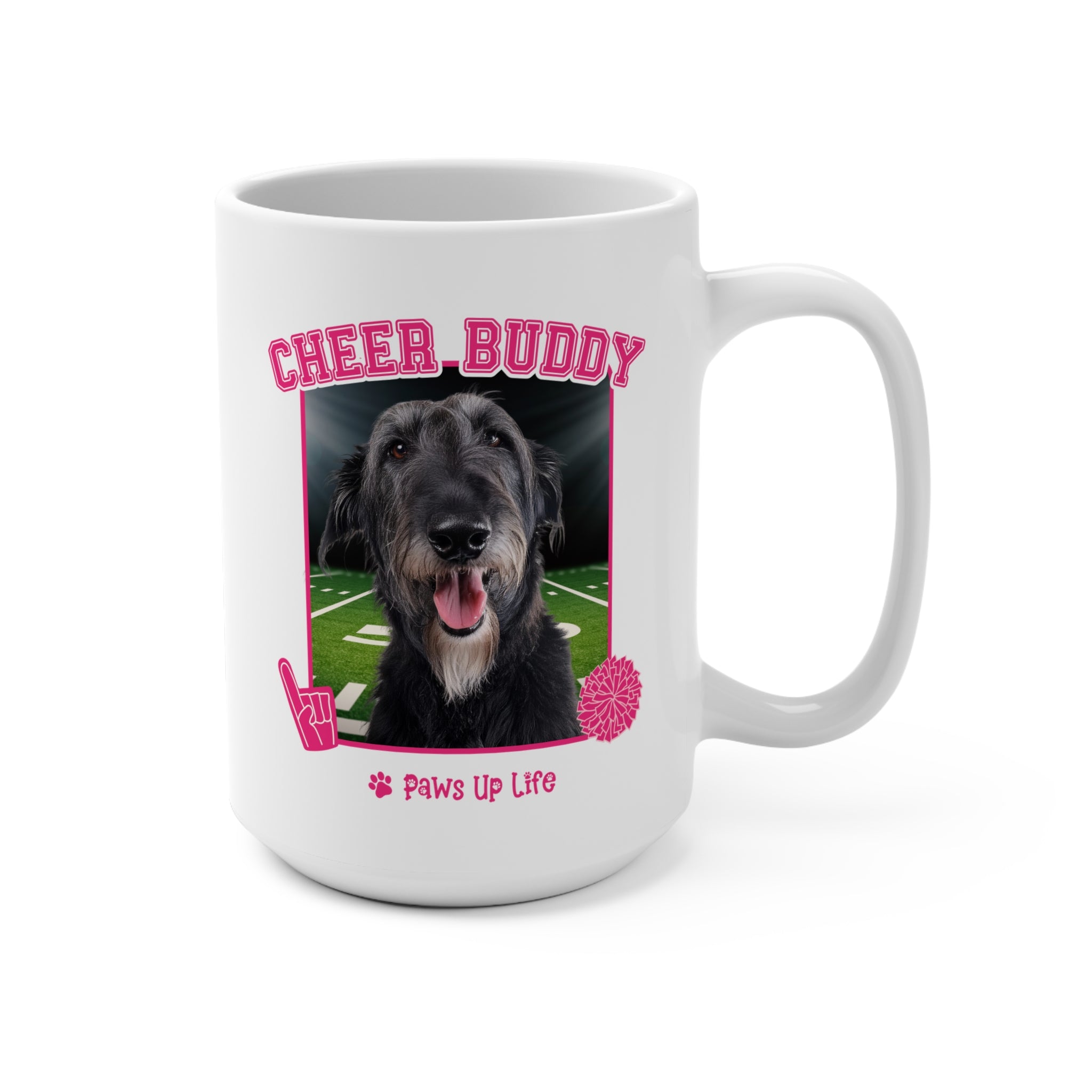 Irish Wolfhound Football Cheer Buddy Cheerleading Dog 15oz Large Coffee Mug Ceramic Drinkware Tea Washable | Paws Up Life, LLC