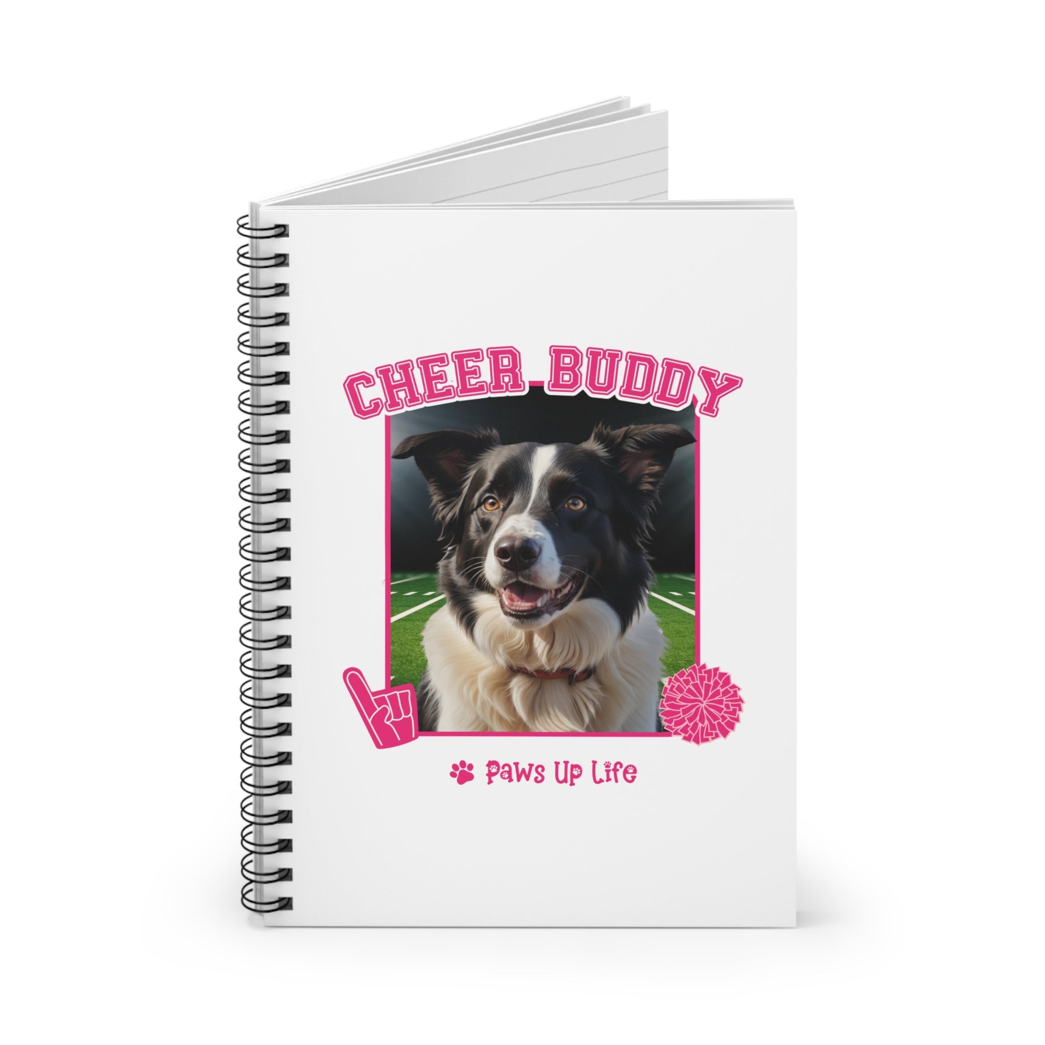 Border Collie Football Cheer Buddy Cheerleading Dog Spiral Notebook for Office and Home - Ruled Line | Paws Up Life, LLC