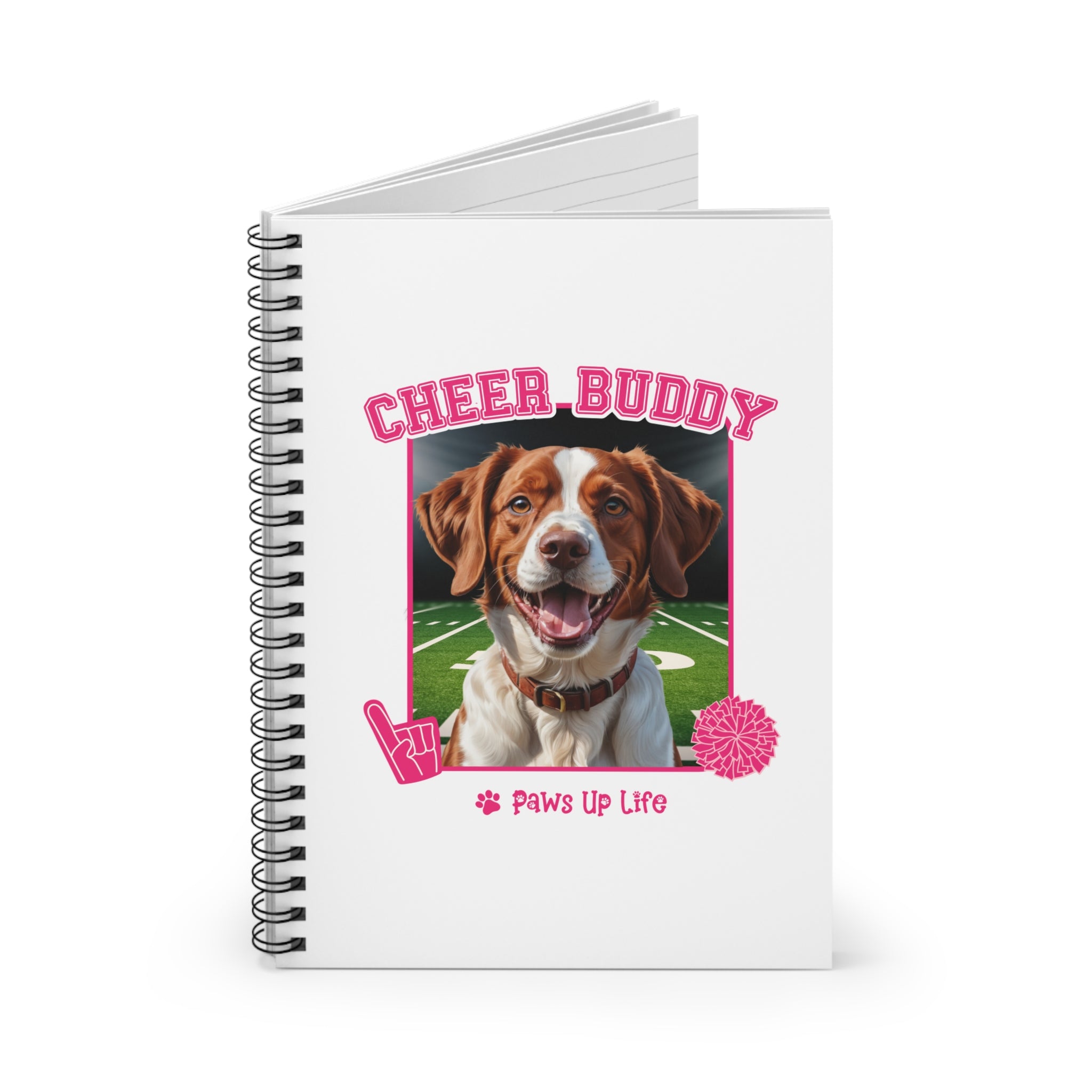 Brittany Football Cheer Buddy Cheerleading Dog Spiral Notebook for Office and Home - Ruled Line | Paws Up Life, LLC