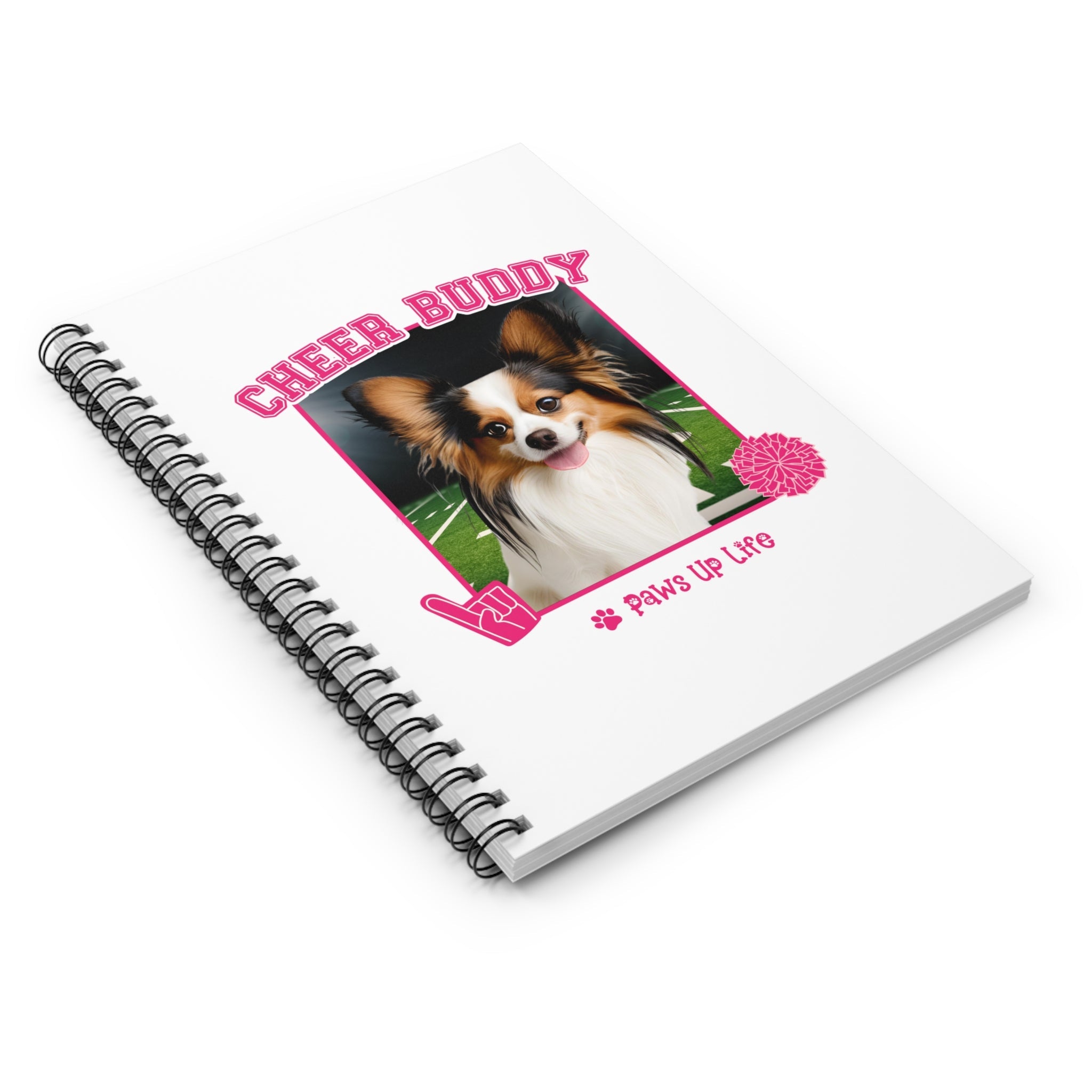 Papillon Football Cheer Buddy Cheerleading Dog Spiral Notebook for Office and Home - Ruled Line | Paws Up Life, LLC