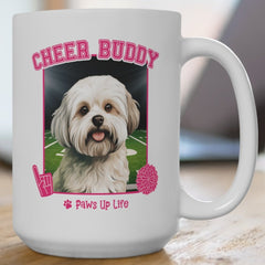 Maltese Football Cheer Buddy Cheerleading Dog 15oz Large Coffee Mug Ceramic Drinkware Tea Washable | Paws Up Life, LLC