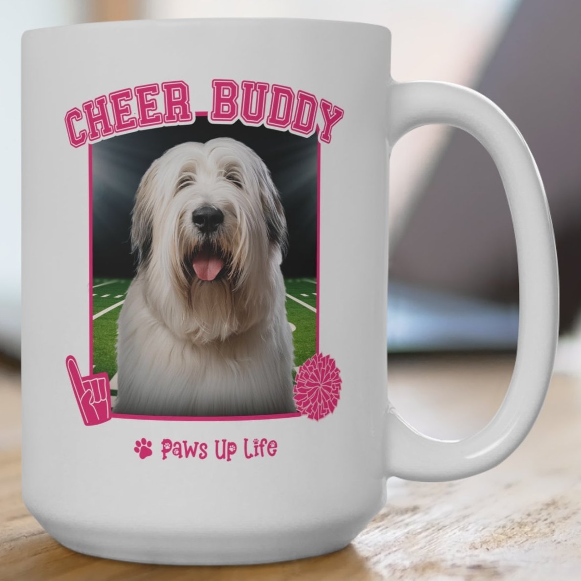 Briard Football Cheer Buddy Cheerleading Dog 15oz Large Coffee Mug Ceramic Drinkware Tea Washable | Paws Up Life, LLC