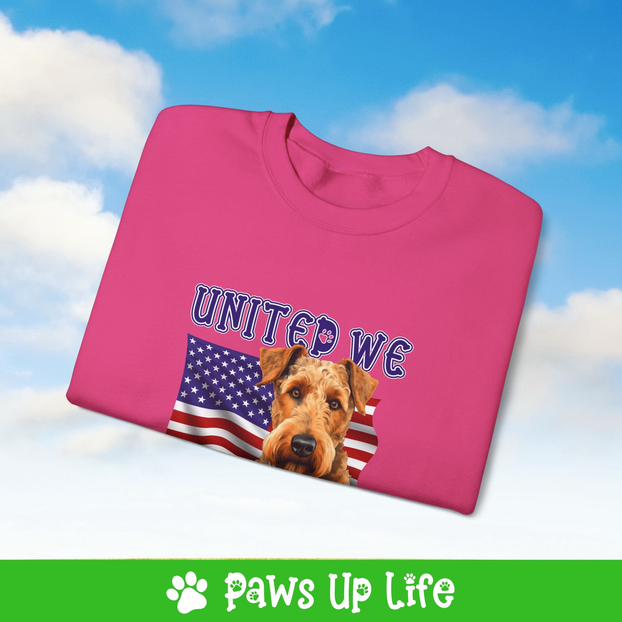 Airedale Terrier Dog United We Love Dog Crewneck Sweatshirt, Unisex Gift for Animal Lovers, Dog Mom Dad Sweatshirt, Cute Dog Lover Apparel, Fun Pet