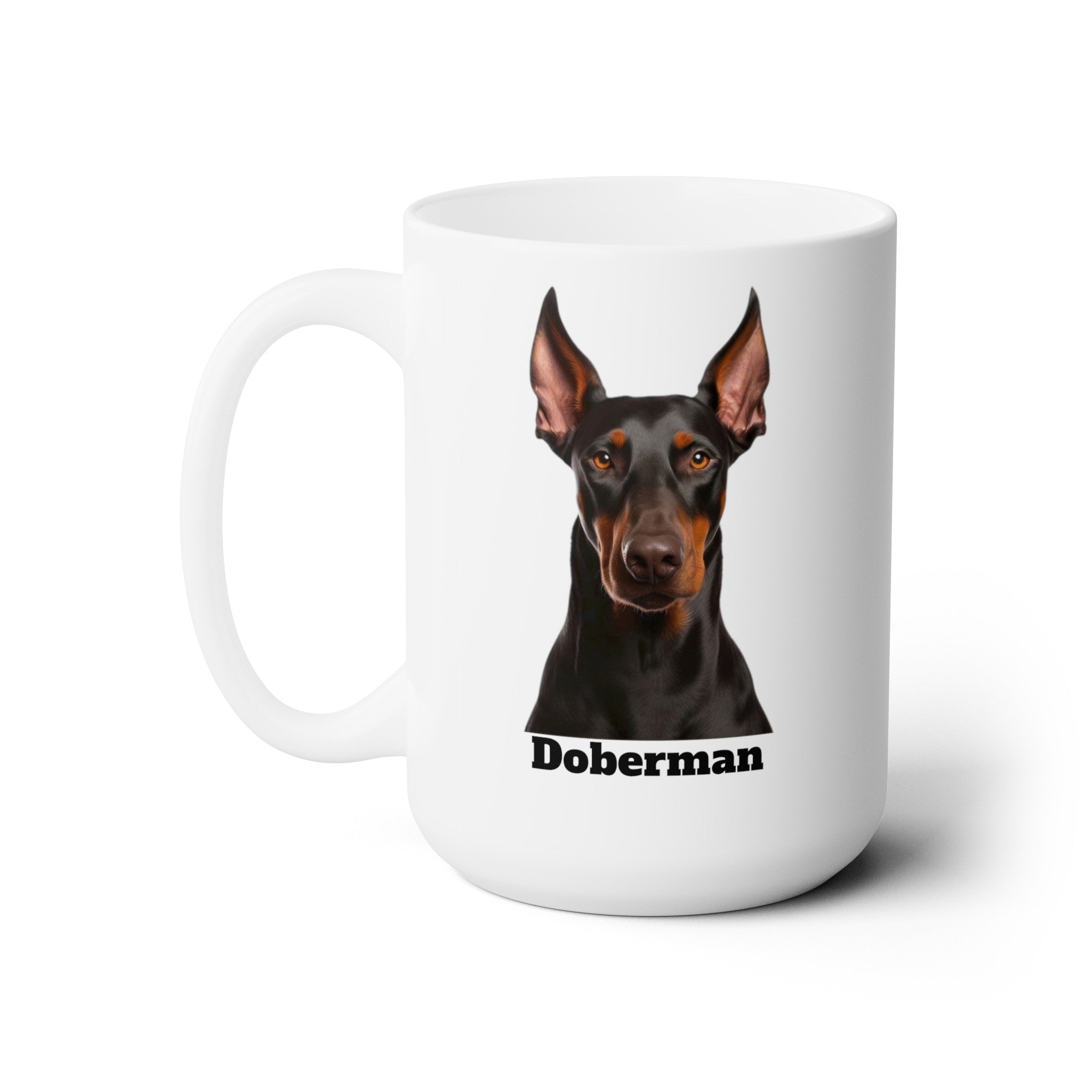 Doberman Lover's 15 oz Coffee Mug: Unique Canine Design for Dog Enthusiasts | Premium Quality Ceramic. Great Gift For Dog Mom Or Dad, Adults And Kids