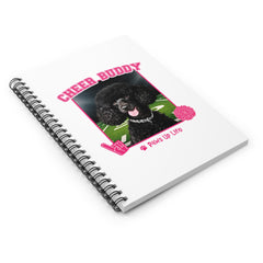 Black Poodle Football Cheer Buddy Cheerleading Dog Spiral Notebook for Office and Home - Ruled Line | Paws Up Life, LLC