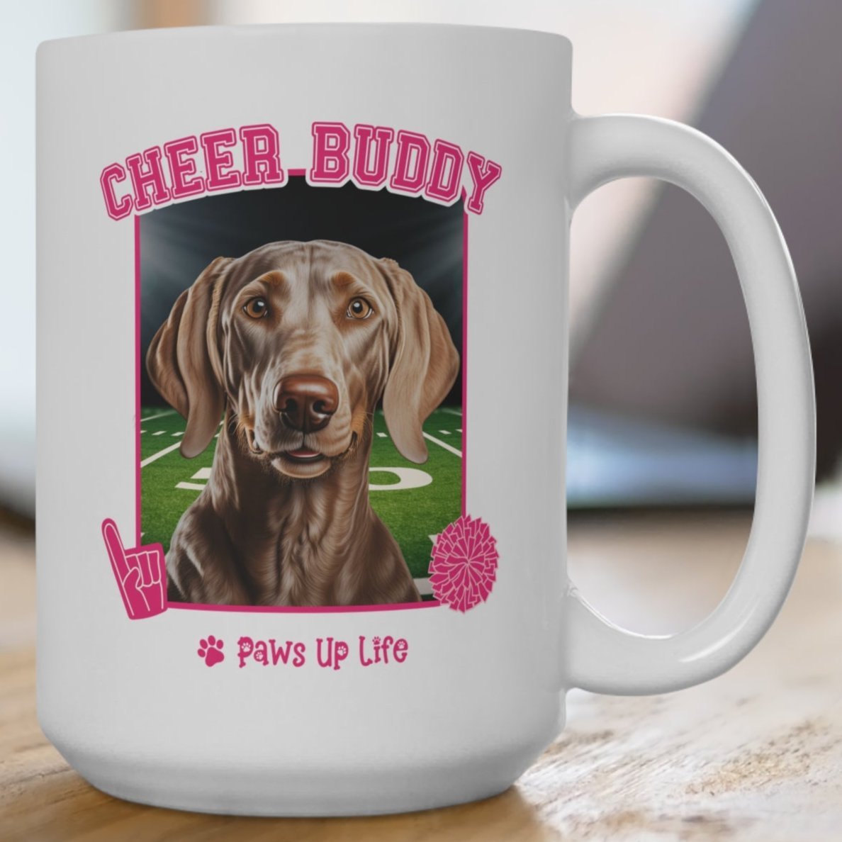 Weimaraner Football Cheer Buddy Cheerleading Dog 15oz Large Coffee Mug Ceramic Drinkware Tea Washable | Paws Up Life, LLC