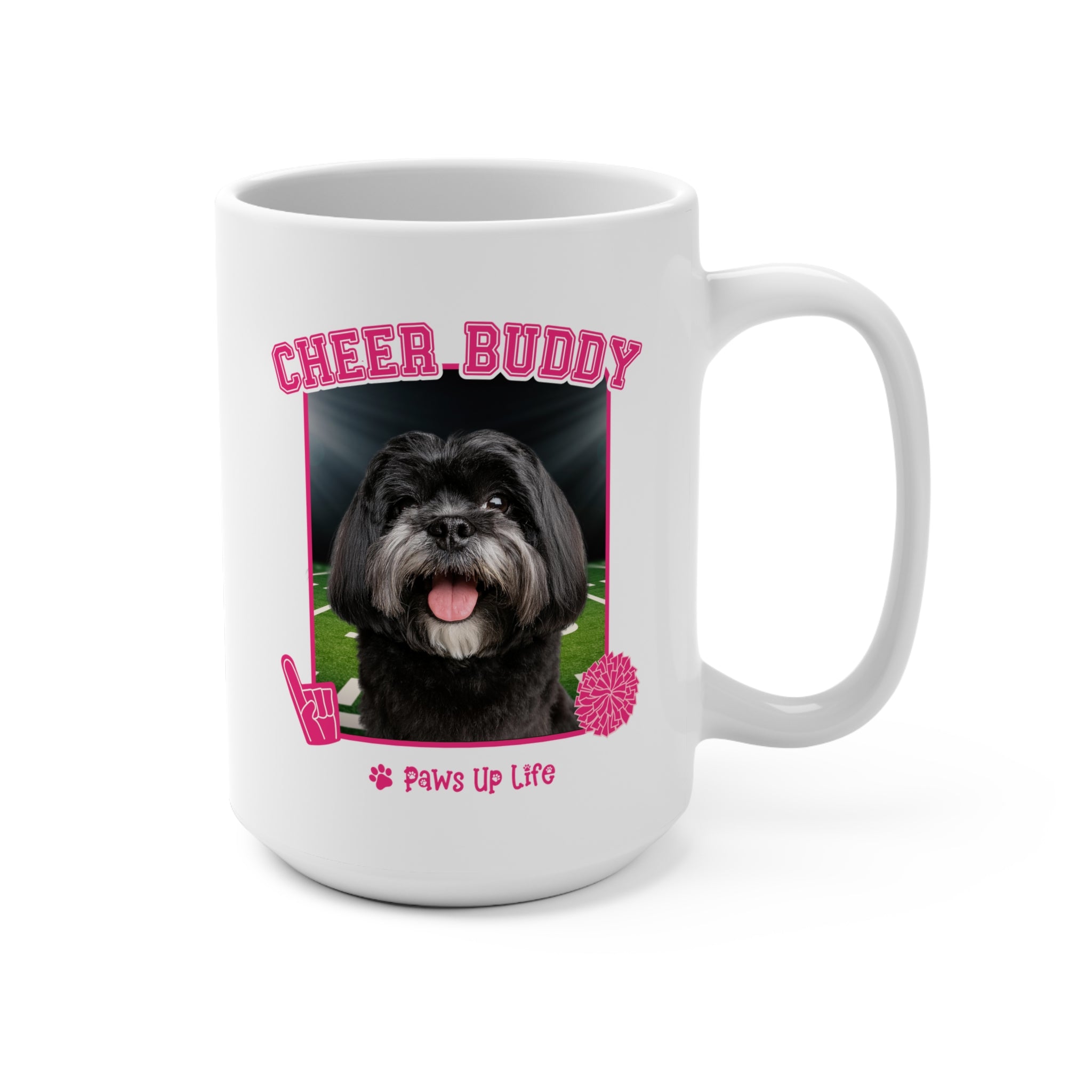 Black Lhasa Apso Football Cheer Buddy Cheerleading Dog 15oz Large Coffee Mug Ceramic Drinkware Tea Washable | Paws Up Life, LLC