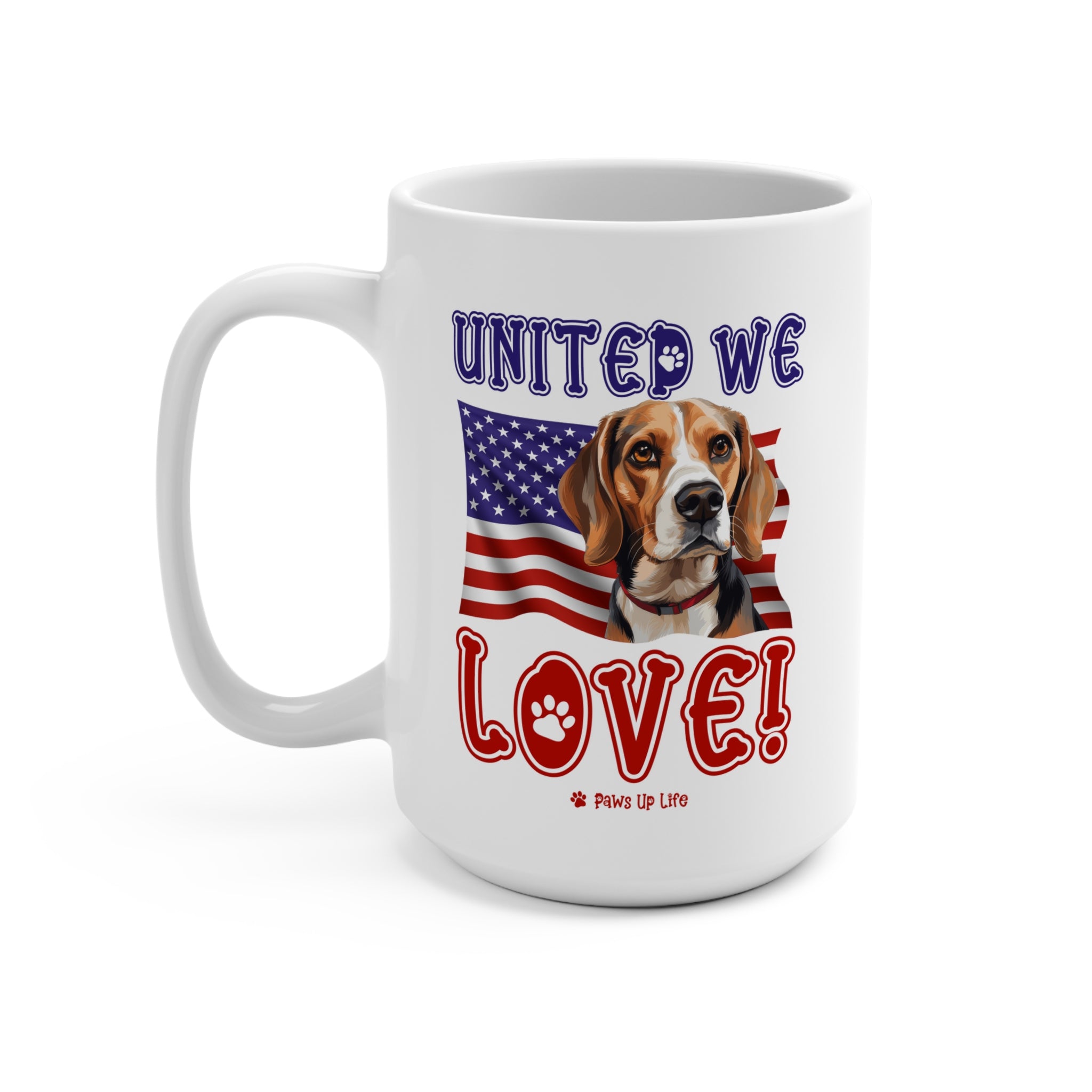 Beagle Dog United We Love 15oz Large Coffee Mug Ceramic Drinkware Tea Washable