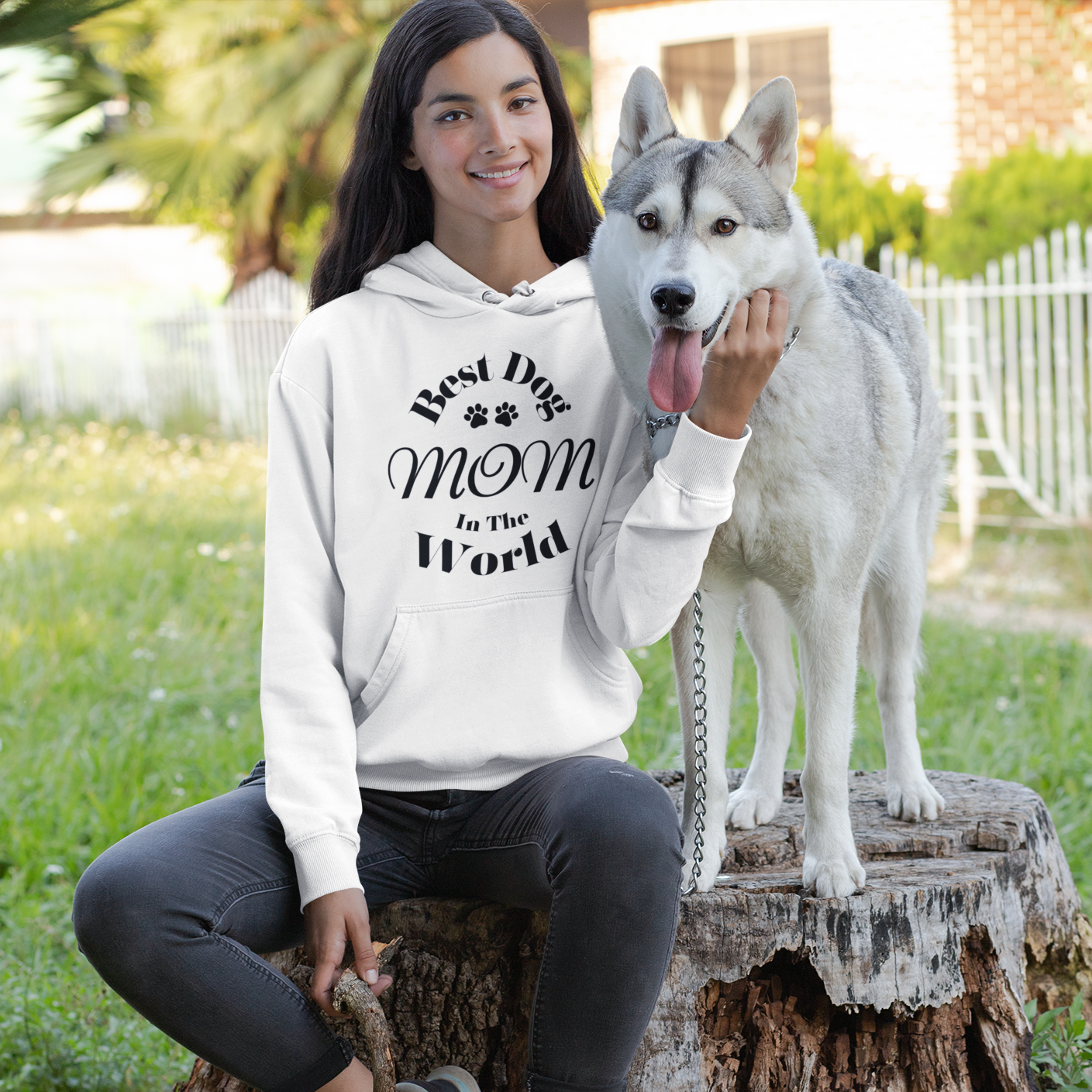 Best Dog Mom in the World Hoodie With The Paws Up Logo On The Back | Cozy & Stylish Gift for Dog Moms - Unisex Heavy Blend™ Hooded Sweatshirt. Great Gift For Dog Mom, Gift For Her