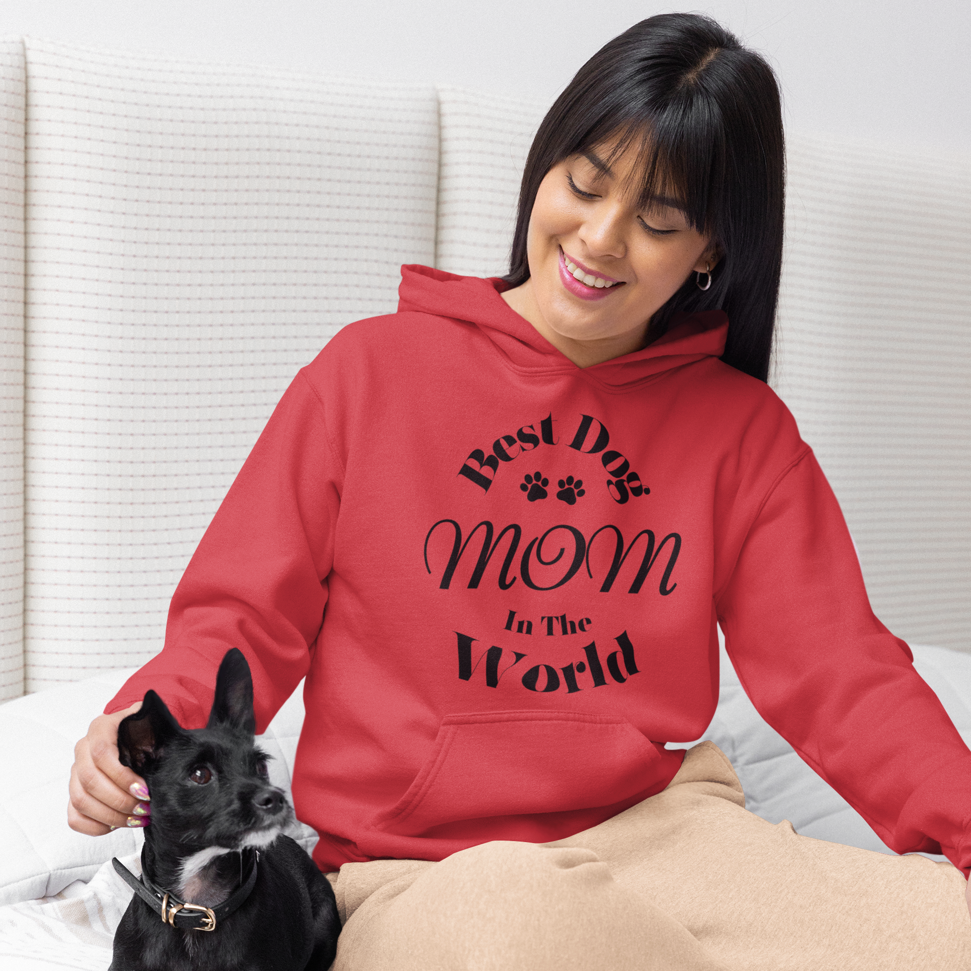 Best Dog Mom in the World Hoodie With The Paws Up Logo On The Back | Cozy & Stylish Gift for Dog Moms - Unisex Heavy Blend™ Hooded Sweatshirt. Great Gift For Dog Mom, Gift For Her