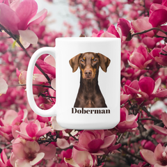 Doberman Lover's 15 oz Coffee Mug: Unique Canine Design for Dog Enthusiasts | Premium Quality Ceramic - Ceramic Mug 15oz, Great Gift For Dog Mom Or Dog Dad, Adults And Kids