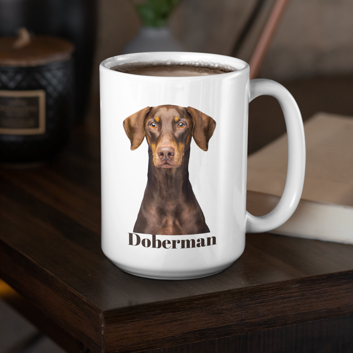 Doberman Lover's 15 oz Coffee Mug: Unique Canine Design for Dog Enthusiasts | Premium Quality Ceramic - Ceramic Mug 15oz, Great Gift For Dog Mom Or Dog Dad, Adults And Kids