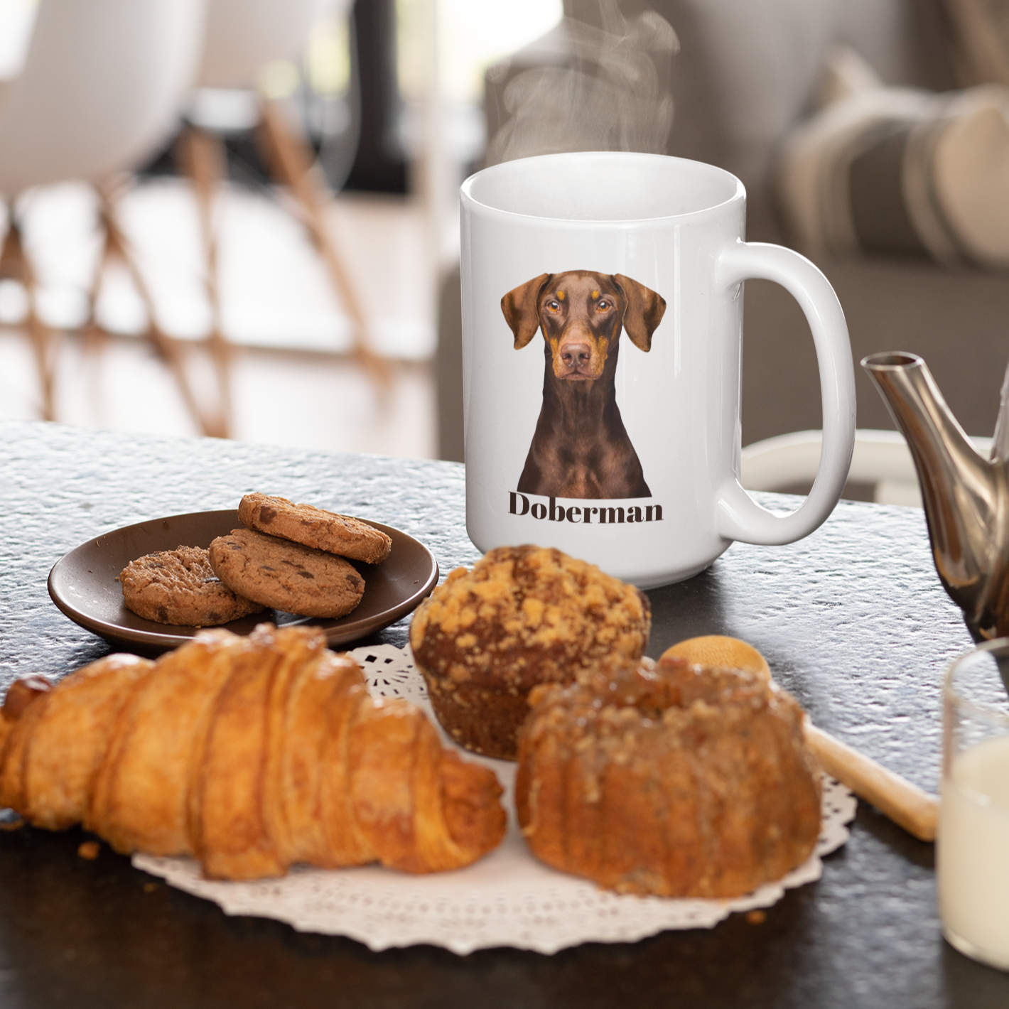 Doberman Lover's 15 oz Coffee Mug: Unique Canine Design for Dog Enthusiasts | Premium Quality Ceramic - Ceramic Mug 15oz, Great Gift For Dog Mom Or Dog Dad, Adults And Kids