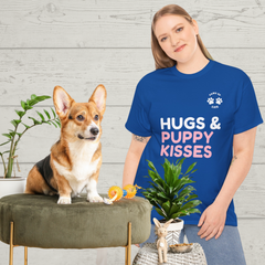 Hugs & Puppy Kisses Dog Mom or Dad Unisex T-Shirt - Gifts for Pet-Loving Parents |Unisex Heavy Cotton GildanTee