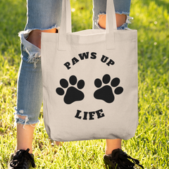 Paws Up Life Brand Cotton Canvas Tote Bag | Dog Mom or Dad| Gift For Her or Him