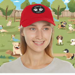 Paws Up Life Logo Dog Mom or Dad Hat with Leather Patch (Round) Show Your Dog Dad Pride with this Stylish Hat Featuring a Leather Patch. Crafted for Comfort and Durability, It's The Perfect Accessory For Canine Enthusiasts Who Appreciate Quality and Style