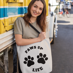 Paws Up Life Brand Cotton Canvas Tote Bag | Dog Mom or Dad| Gift For Her or Him