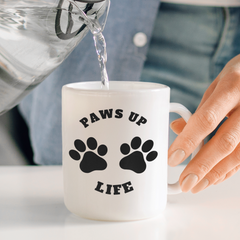 Paws Up Life Logo Coffee Mug: Premium Ceramic Cup for Animal Lovers | Unique Paw Print Design | Ideal Gift for Coffee Enthusiasts - Ceramic Mug 15oz - Great Gift For Dog Mom Or Dad, Adults And Kids