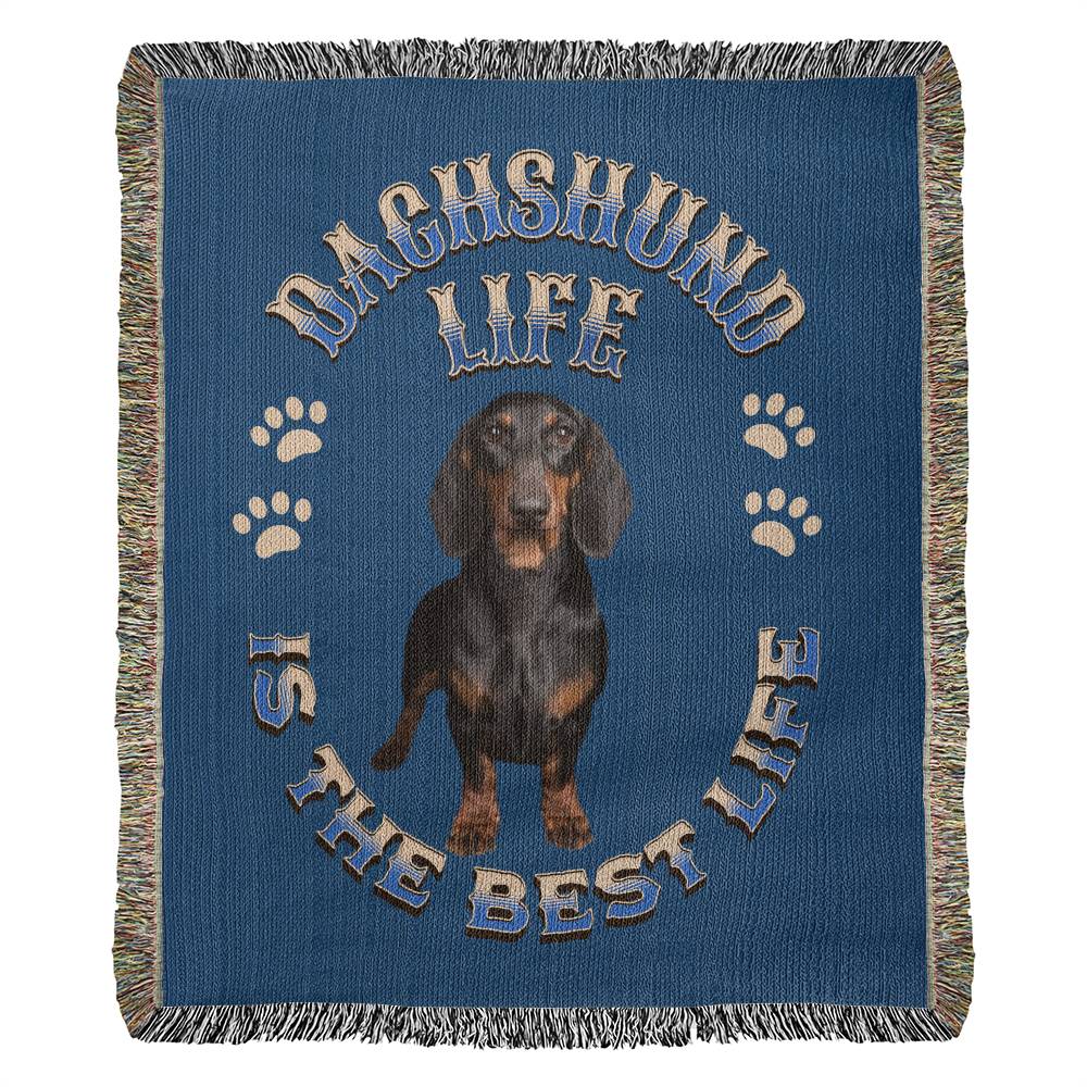 Dachshund Heirloom Blue Blanket: Premium Quality Wiener Dog Throw, Gift For Her, Gift For Him, Birthday, Mother's Day, Father's Day, Christmas