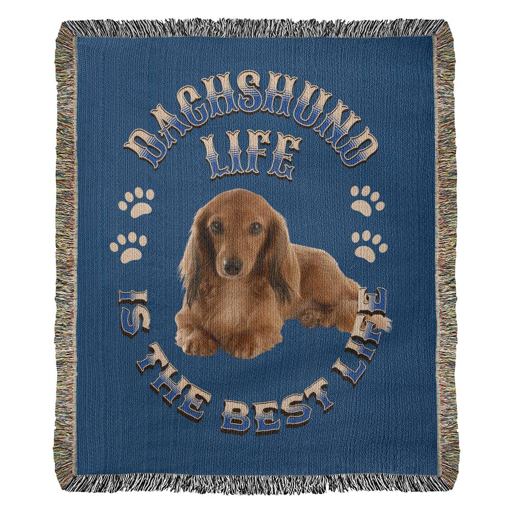 Dachshund Heirloom Blue Blanket: Premium Quality Wiener Dog Throw, Gift For Her, Gift For Him, Birthday, Mother's Day, Father's Day, Christmas