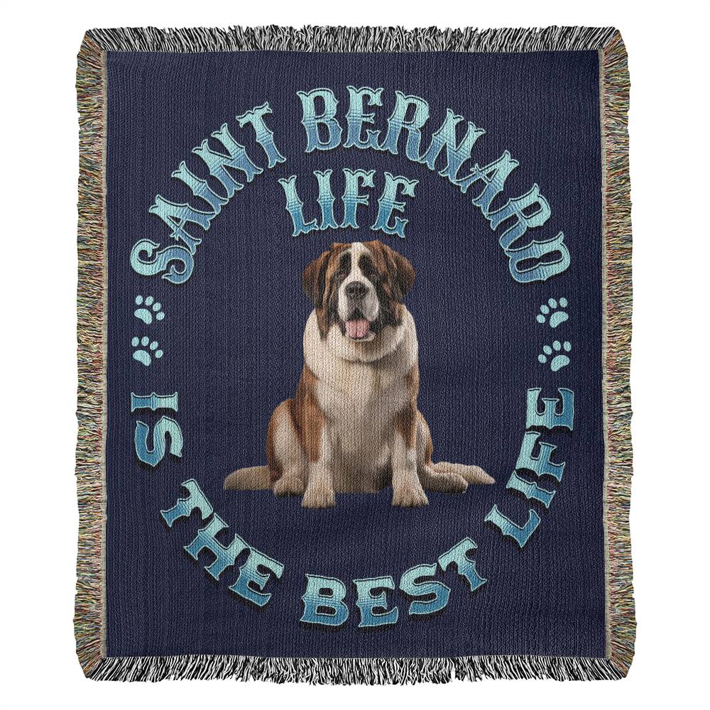 Saint Bernard Blue Heirloom Blanket:  Premium Quality Dog Throw, Gift For Her, Gift For Him, Birthdays, Holidays, New Puppy | Paws Up Life, LLC