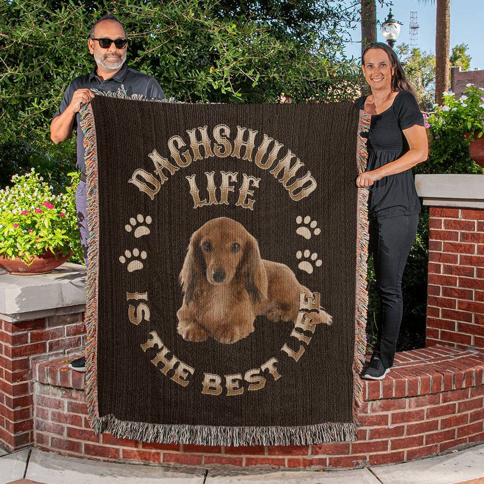 Dachshund Heirloom Brown Blanket: Premium Quality Wiener Dog Throw, Gift For Her, Gift For Him, Birthday, Mother's Day, Father's Day, Christmas