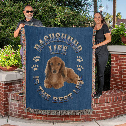 Dachshund Heirloom Blue Blanket: Premium Quality Wiener Dog Throw, Gift For Her, Gift For Him, Birthday, Mother's Day, Father's Day, Christmas