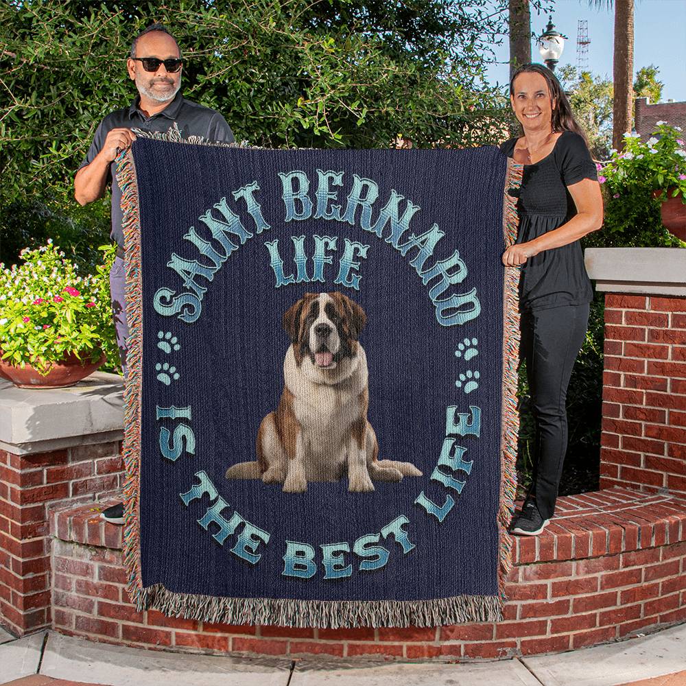 Saint Bernard Blue Heirloom Blanket:  Premium Quality Dog Throw, Gift For Her, Gift For Him, Birthdays, Holidays, New Puppy | Paws Up Life, LLC