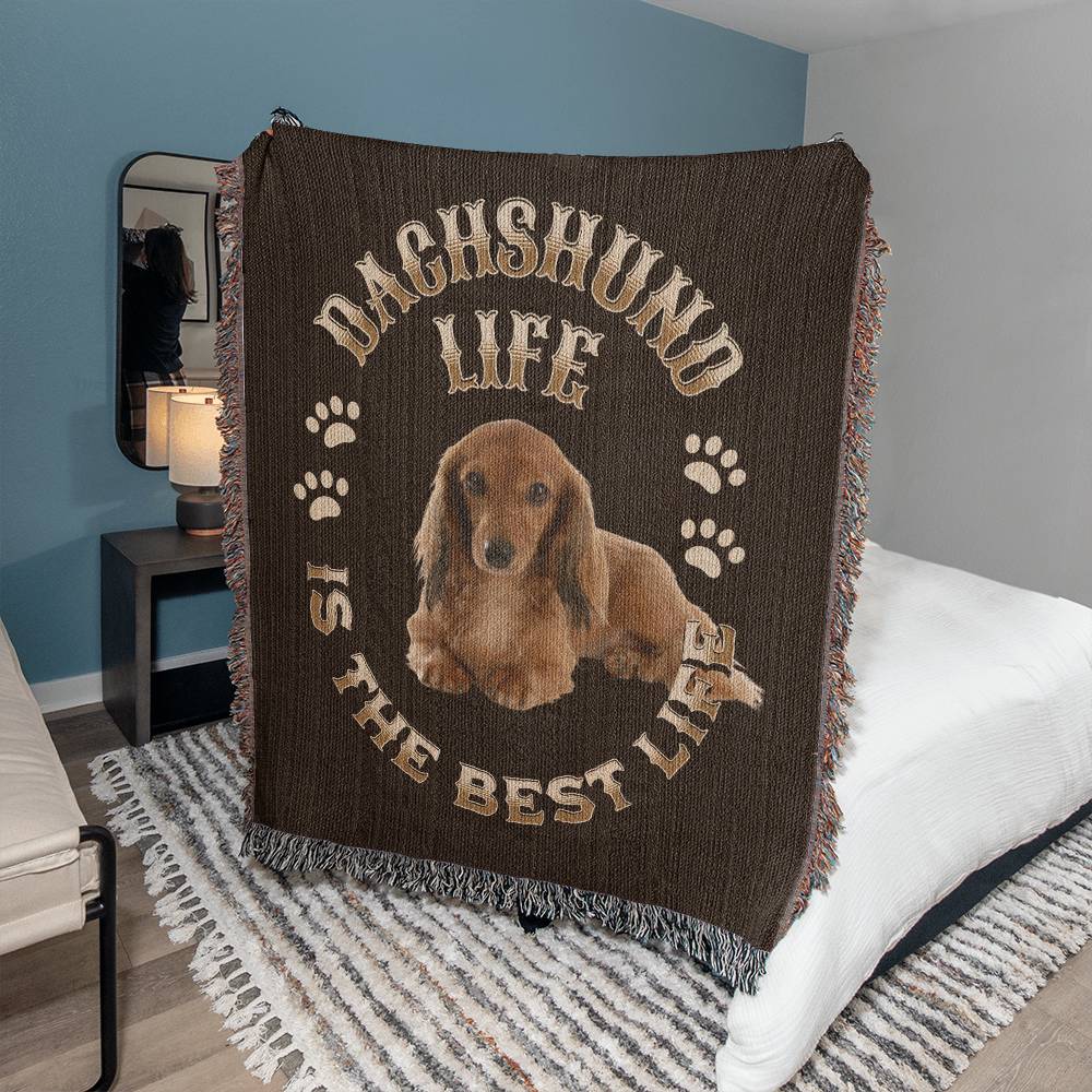 Dachshund Heirloom Brown Blanket: Premium Quality Wiener Dog Throw, Gift For Her, Gift For Him, Birthday, Mother's Day, Father's Day, Christmas