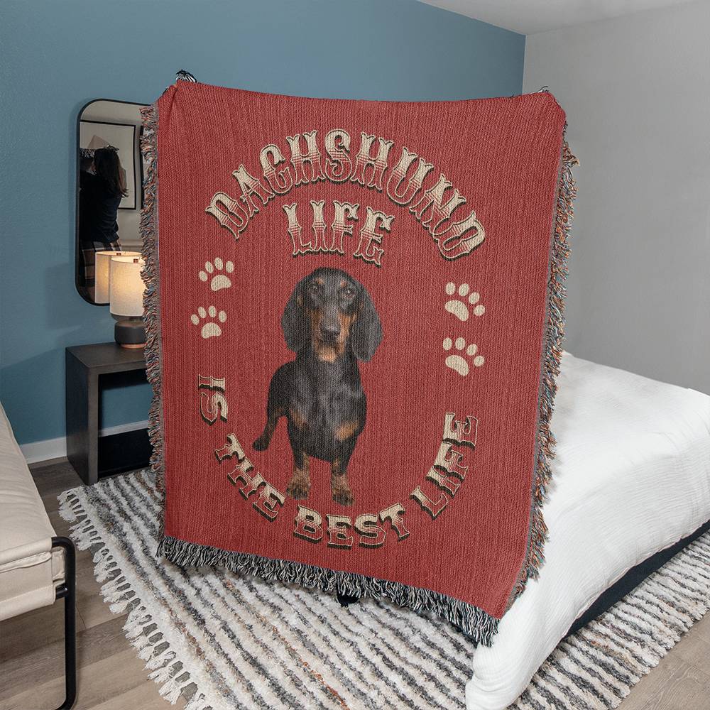 Dachshund Heirloom Red Blanket: Premium Quality Wiener Dog Throw, Gift For Her, Gift For Him, Birthday, Mother's Day, Father's Day, Christmas