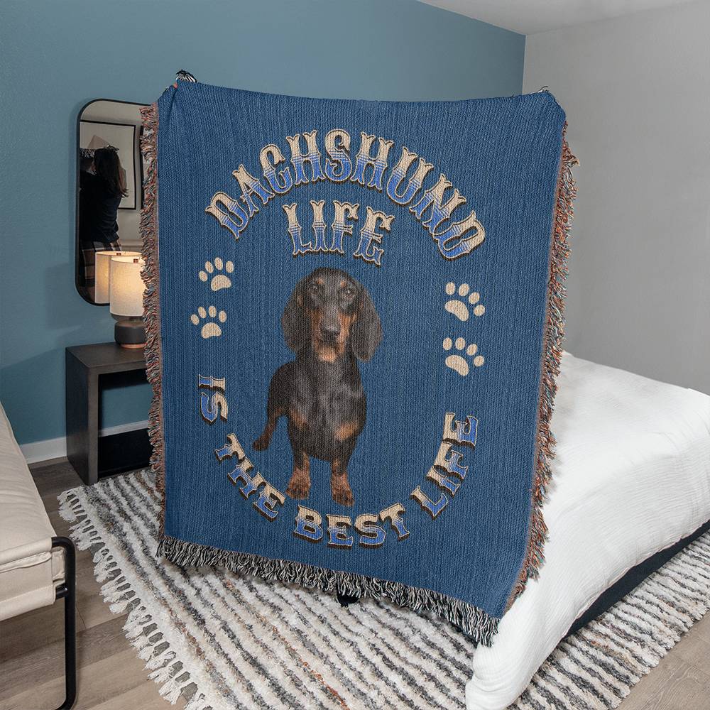 Dachshund Heirloom Blue Blanket: Premium Quality Wiener Dog Throw, Gift For Her, Gift For Him, Birthday, Mother's Day, Father's Day, Christmas