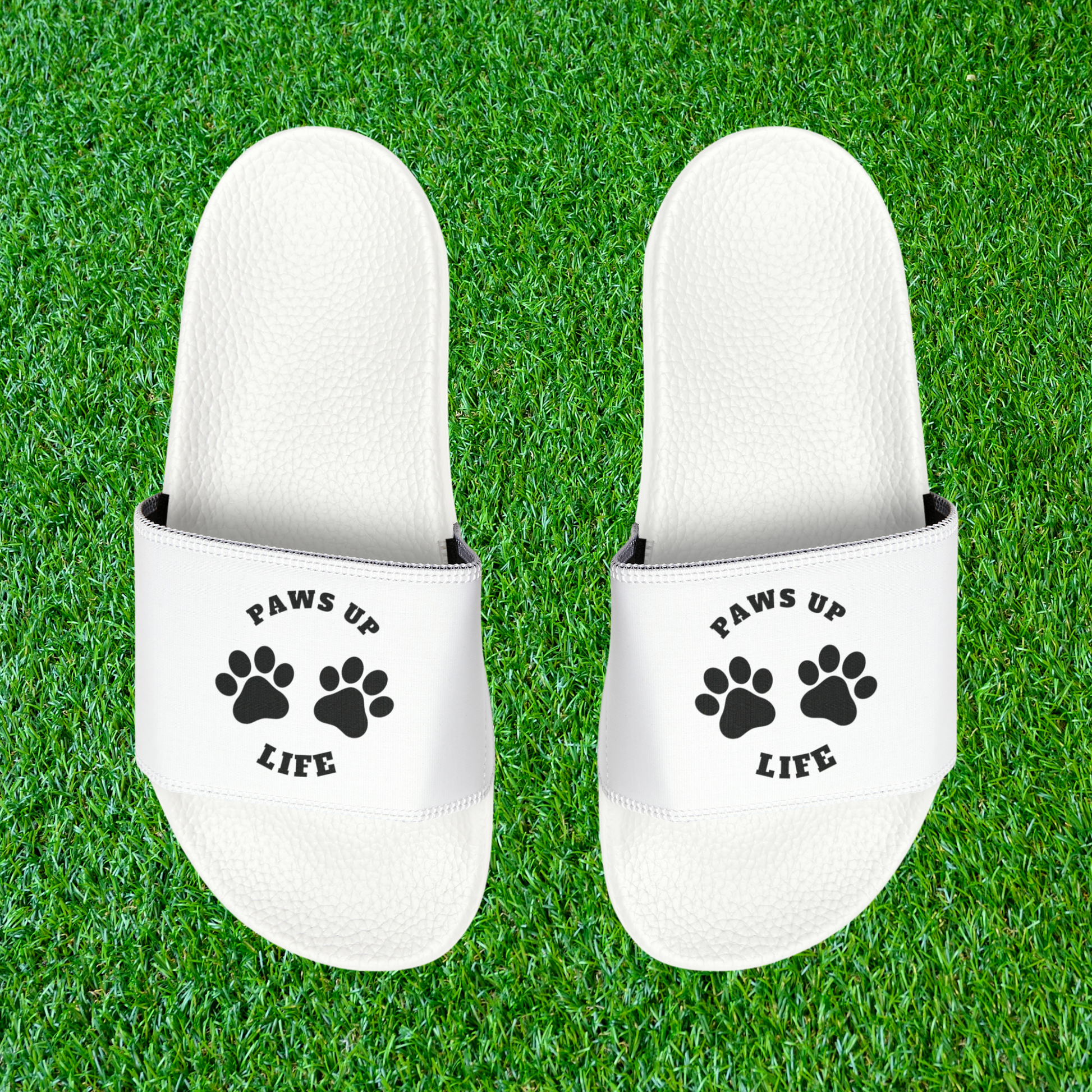 Women's Polyurethane Slide Sandals With Paws Up Life Logo| Dog Owner| Gift For Her | Mother's Day| Birthday| Christmas|